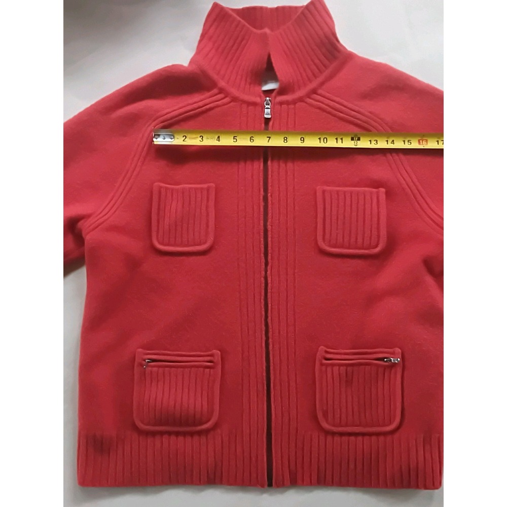 Vtg Lizwear Liz Claiborne Boiled Wool Zip Jacket Cardigan Red Star Sz L